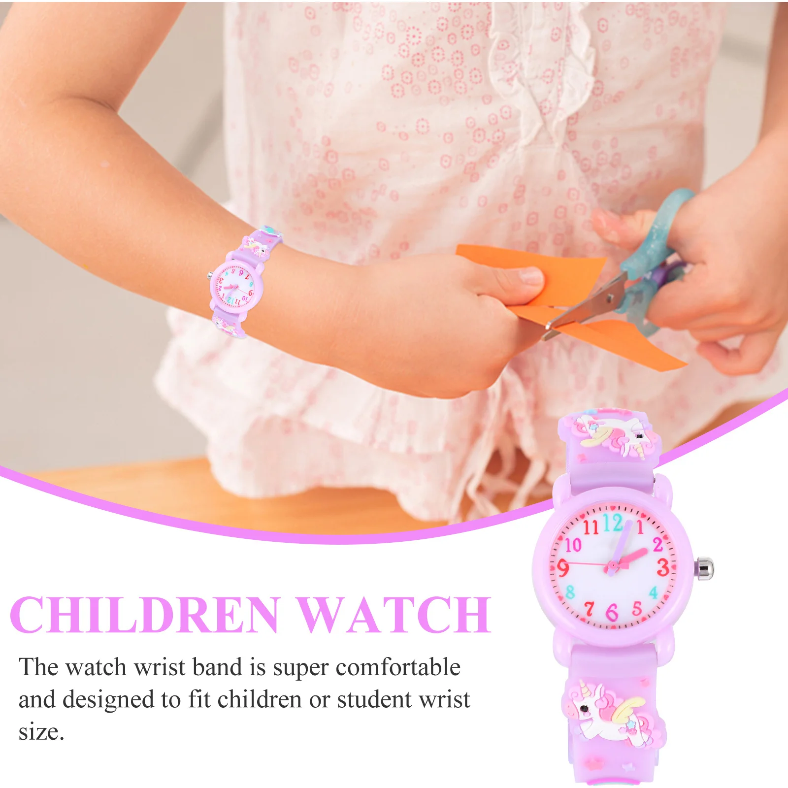 Children Unicorn Quartz Watch Kids Wristwatch Students Waterproof Dress Lovely Design Soft Strap Comfortable Adjusted Kids Watch