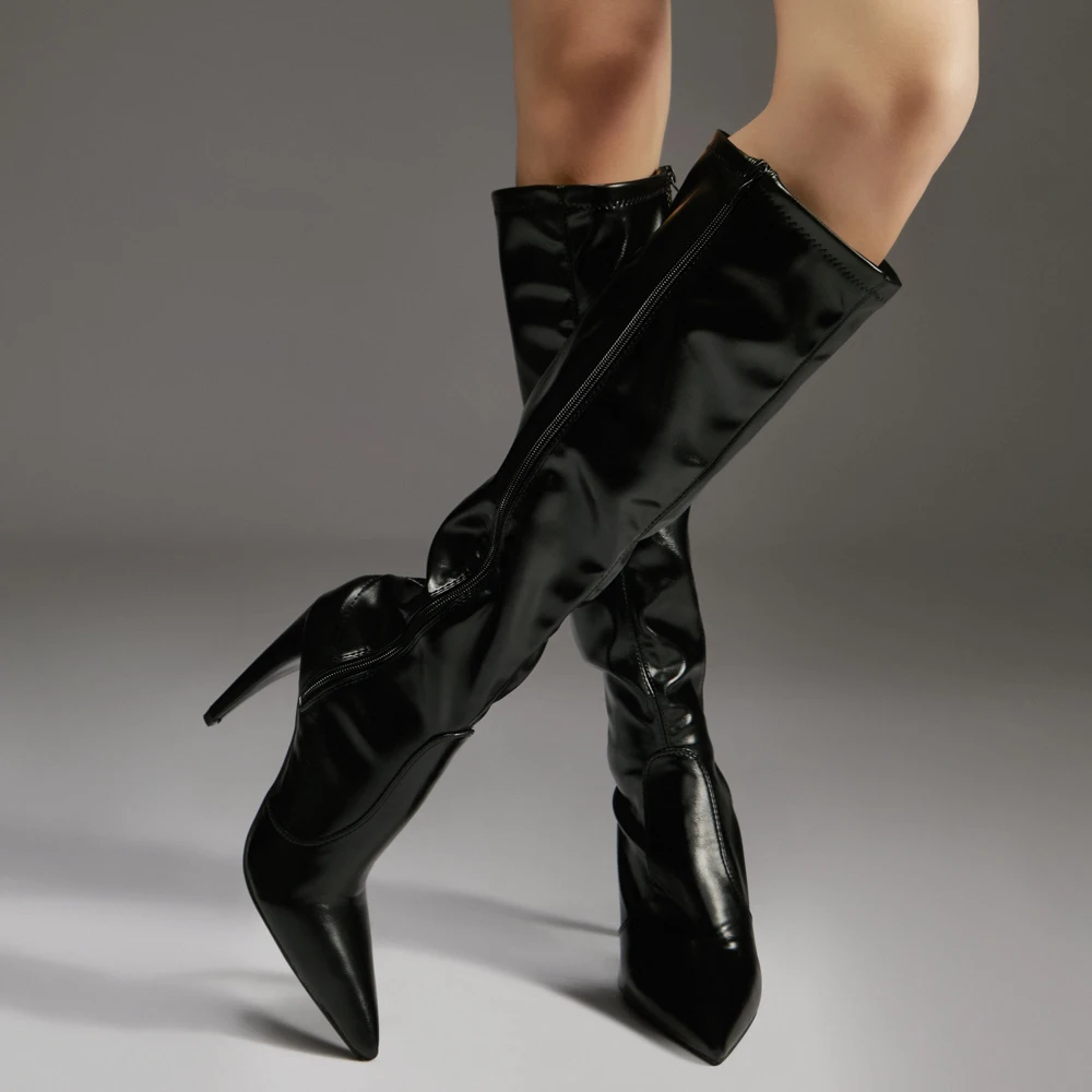 10CM High Heel Unisex Sexy Knee High Boots Pointed Toe Stilettos Heels