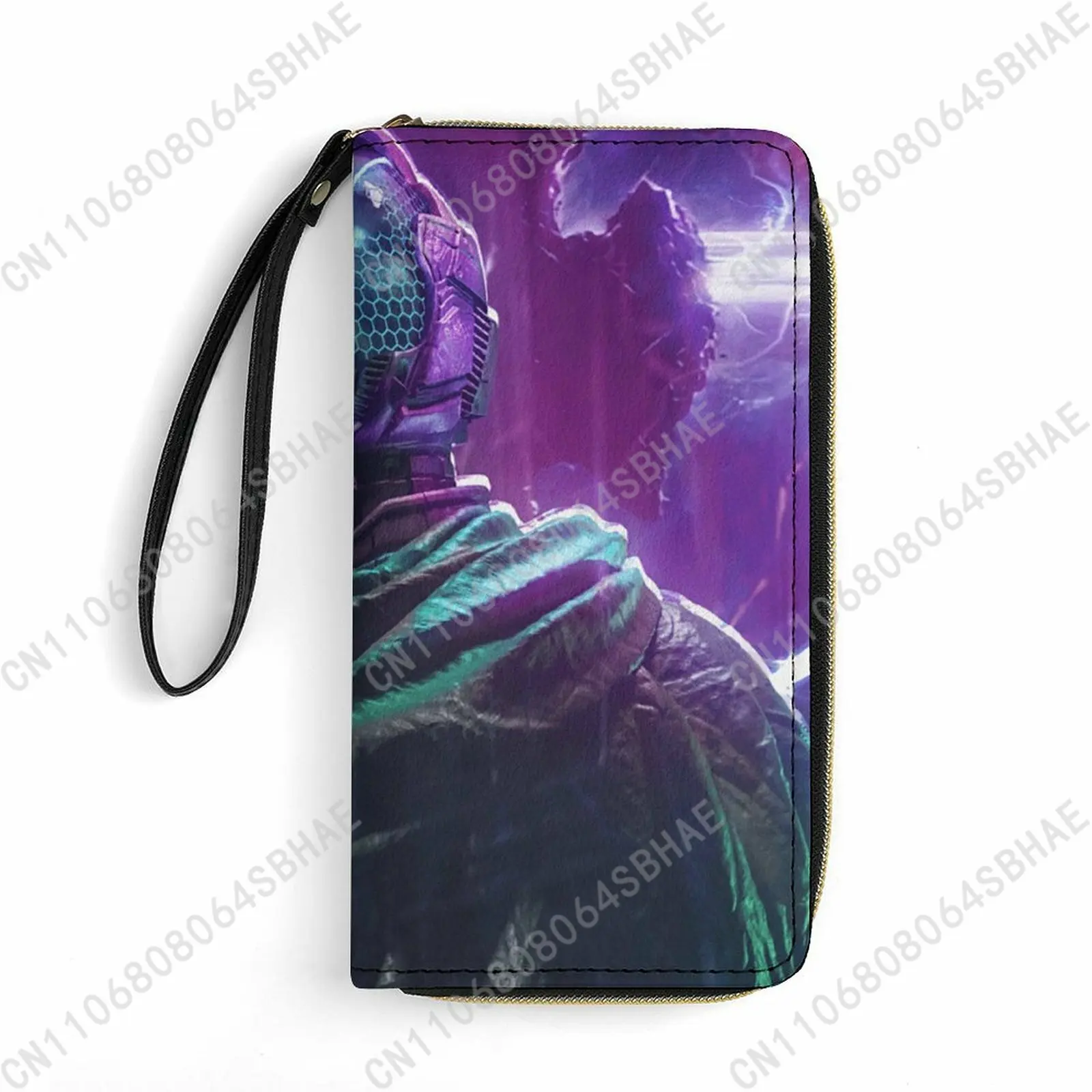 

Marvel Kang Custom PU Leather Wallet Rope Handle Small Portable Card Holder Men Women Purse Gift Friend Parents Cosplay