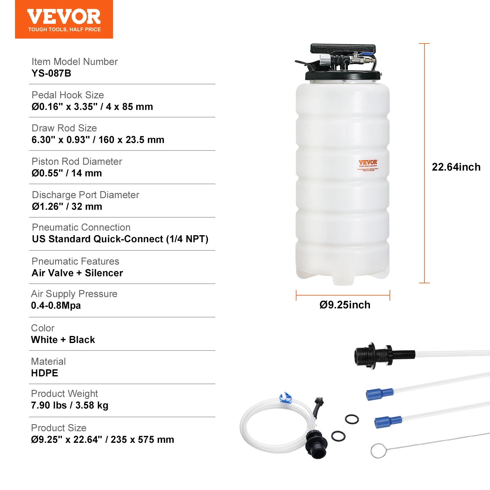 SucceBuy 6.5L/15L Pneumatische Vloeistof Extractor met Zuigslang Olie Wisselaar Brandstofpomp voor Automotive Vloeistoffen Vacuüm Evacuatie