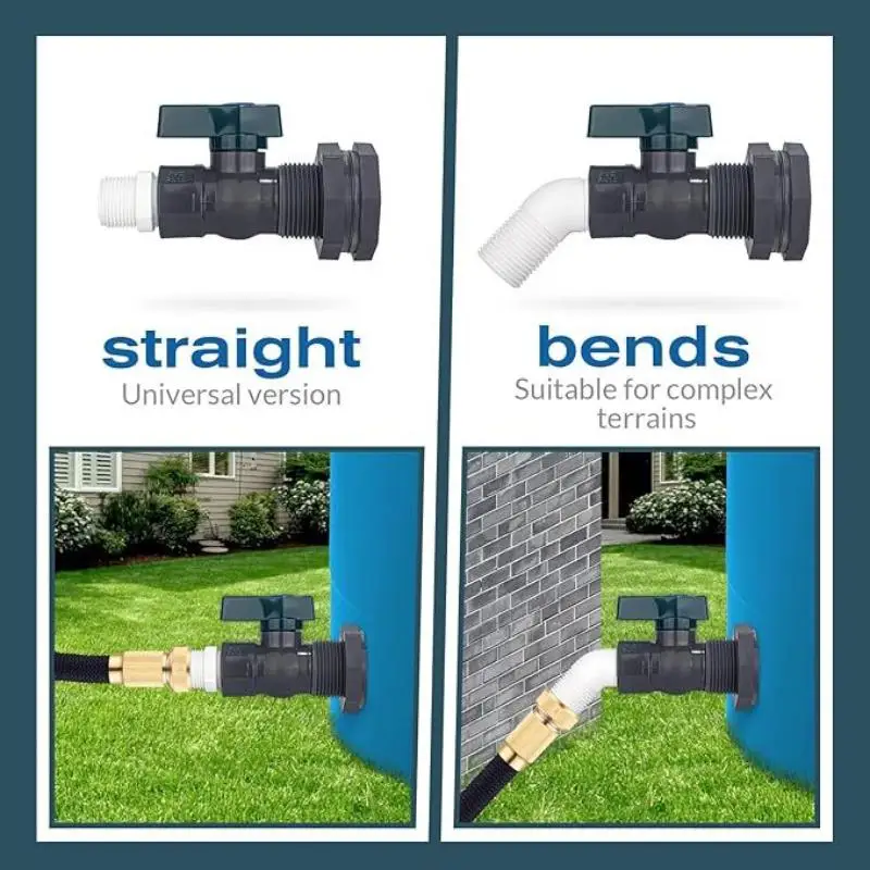 1 Set 3/4 Inch Rain Bucket Valve Rain Bucket Spigot Kit PVC Rain Bucket Diverter Kits With Bulkhead Fitting Adapter 3/4''