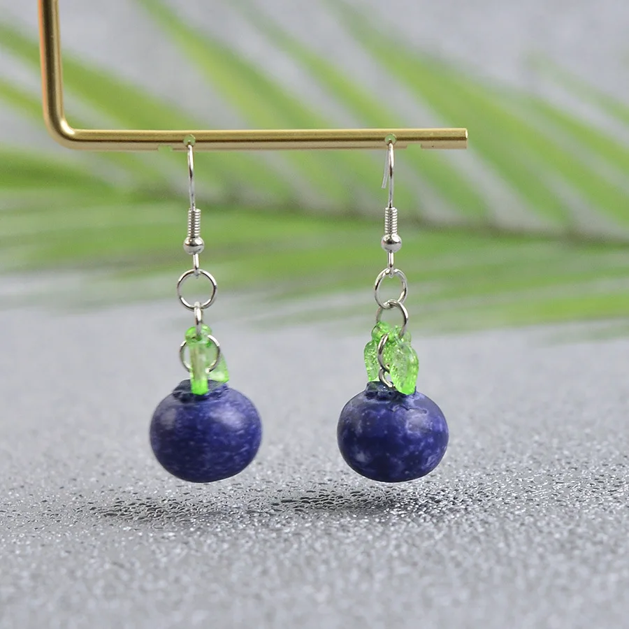 

10 пар/лот зажимы для ушей смолы китайские 3D серьги с имитацией черники серьги для женщин