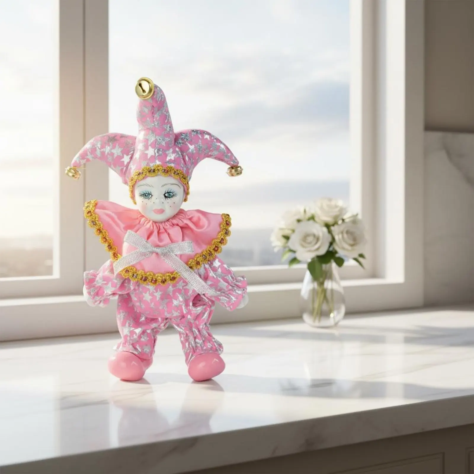 

Amor Love Cherub Doll Brocade Textile Clothing Collectible Amor Doll House Decoration Artisanally Crafted Posable Limbs