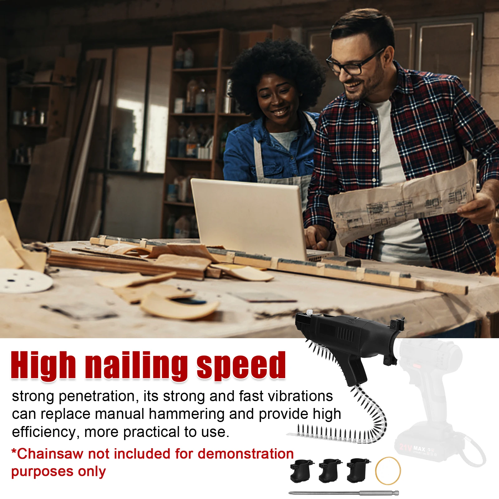 Electric Nailing Machine Woodworking Stapler Conversion Tool Automatic Lithium Electric Drill Chainscrew Machine Converter