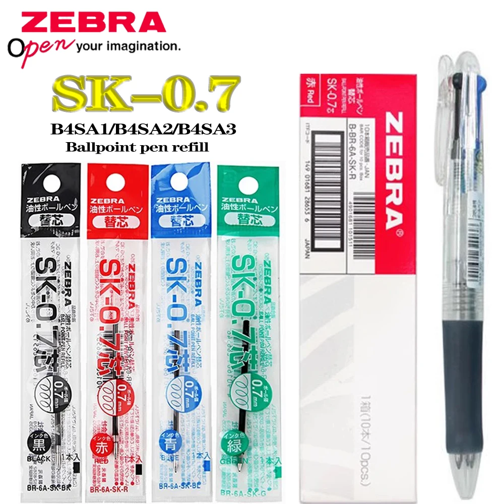 

10 шт., сменный блок для шариковой ручки Japan Zebra SK-0, BR-6A-SK для B4SA1/B4SA2/B4SA3, шариковая ручка 0,7 мм, школьные аксессуары, канцелярские принадлежности