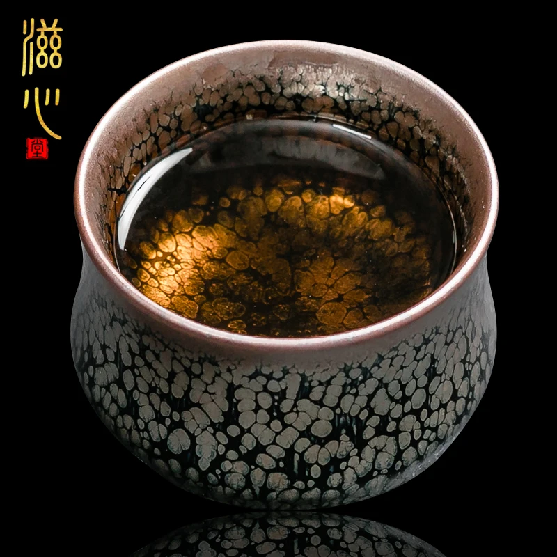 High-End Guocong Oil Drops Jianzhan Handmade Temmoku Cup Set Large Ceramic Single