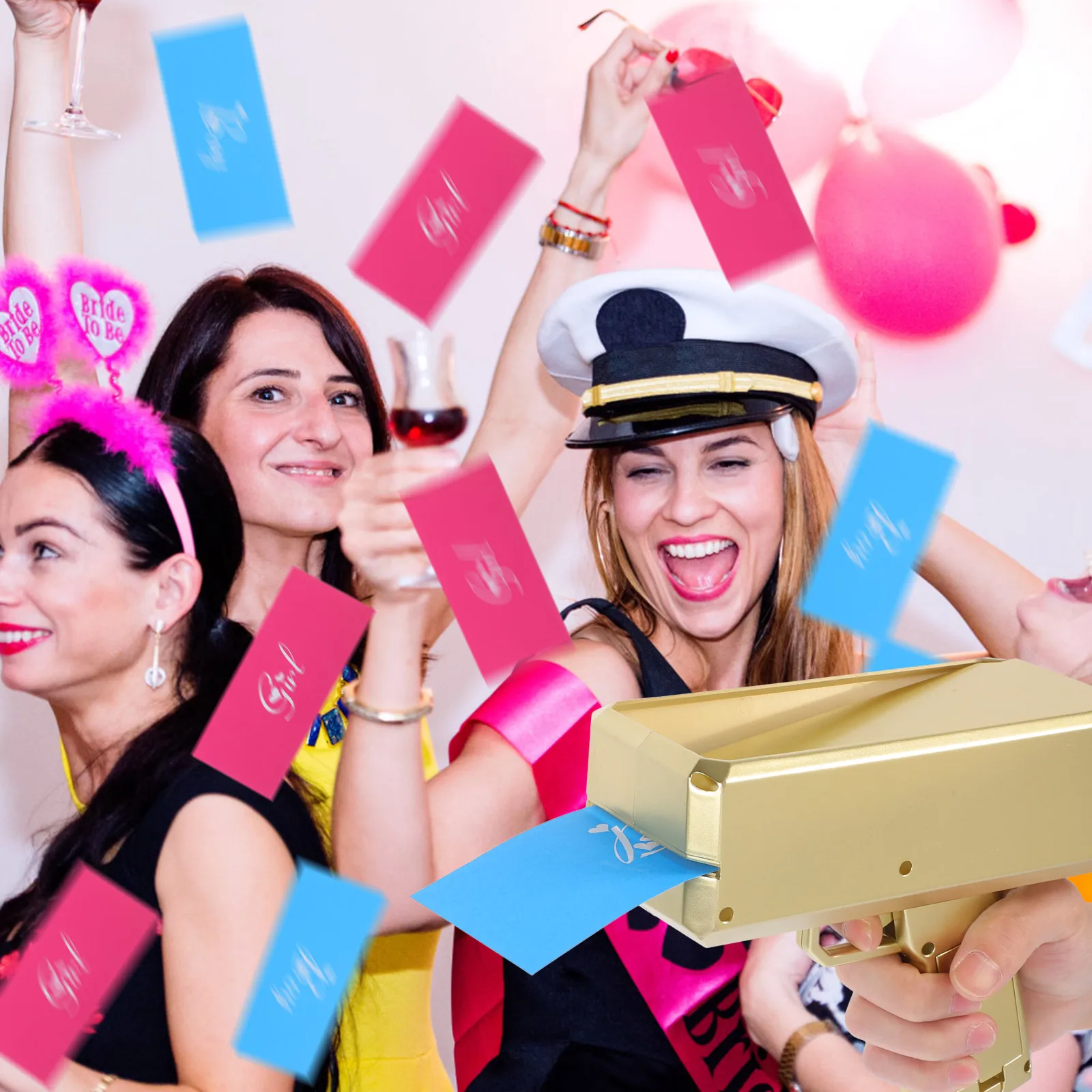 

1 set 1 Set Plastic Money For Gender Reveal Party Supply Cash Shooter Prop Shower Plaything Paper Spray Shooter Or