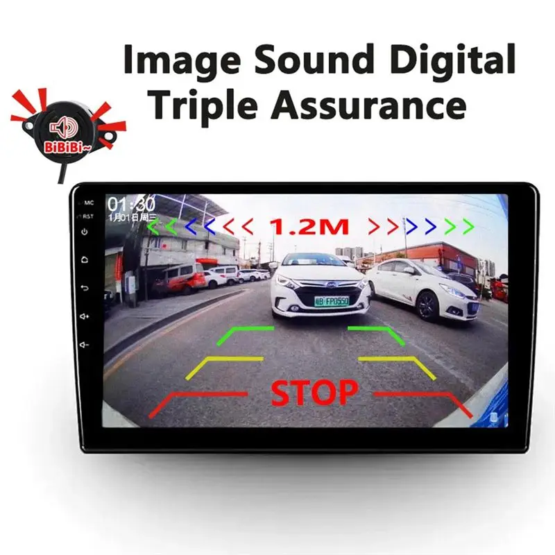 Ingenious-Reverse Camera 2 In 1 Parking Radar Detector Sensor Golden Lens Reverse Camera With Sound