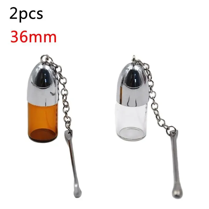 2Pcs Portable Glass Pill Cases Bottles Metal Pocket Pill Boxes with Earpick Clear Waterproof Daily Storage Container Pill Holder