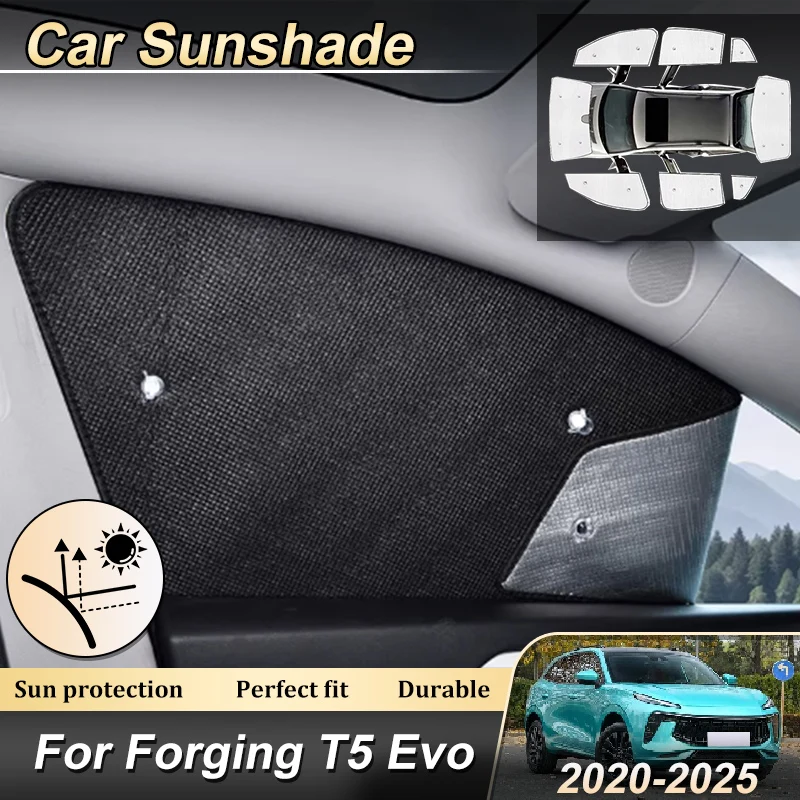 For Forging T5 Evo Accessories Leiting Friday EV 2020-2025 Car Window Covers Aluminum Foil Sun Shades UV Protector Sun Baffle
