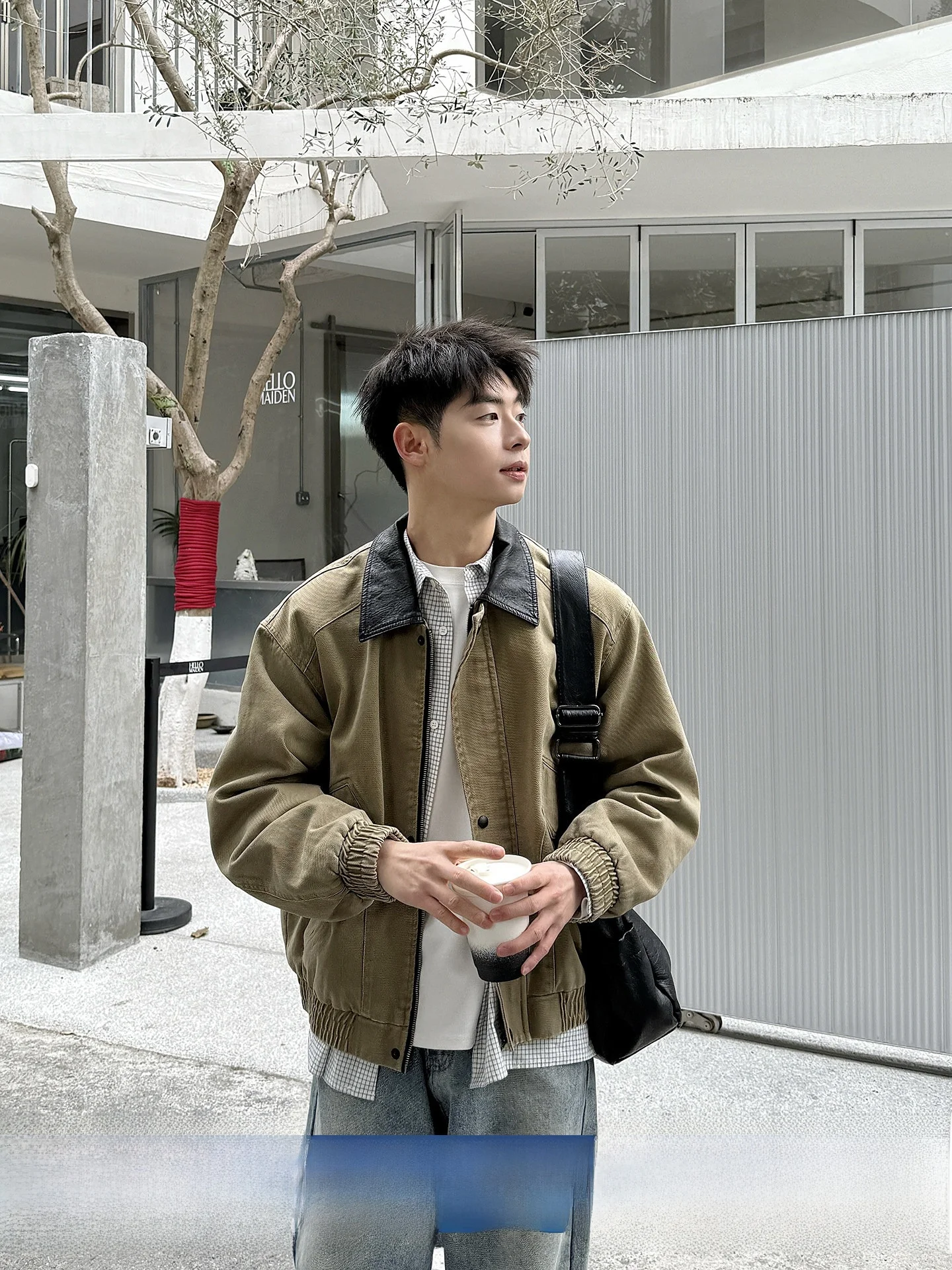 

Весна 2026: Мужская повседневная куртка из искусственной кожи с воротником в стиле ретро, рабочая одежда, верхняя одежда, дизайн с цветовыми блоками, молодежная весенняя мода