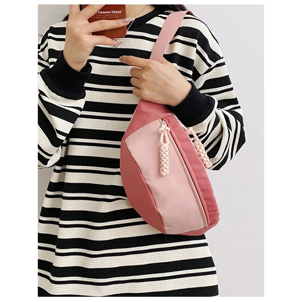 Nylon Borsttas Voor Dames Trendy Single Shoulder Veelzijdige Crossbody Tas Met Contrasterende Kleuren Studentensporttas