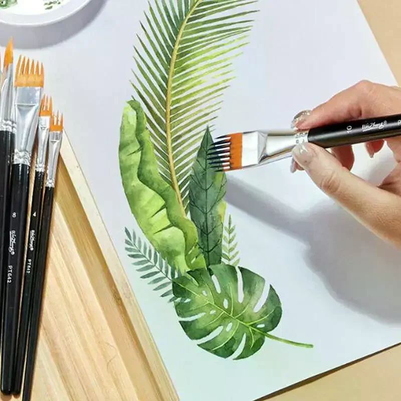4Pcs Serrated Shape Paintbrush Set Landscape Leaf Art Brushes For Watercolor Oil Digital Painting Artist & Student Supplies