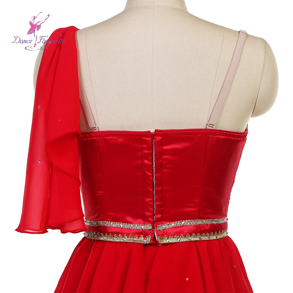 Red Diana and Acteon Variation Ballet Dance Costume Red Dress with Gold Trim Decoration Tailor Made Tutus B25029