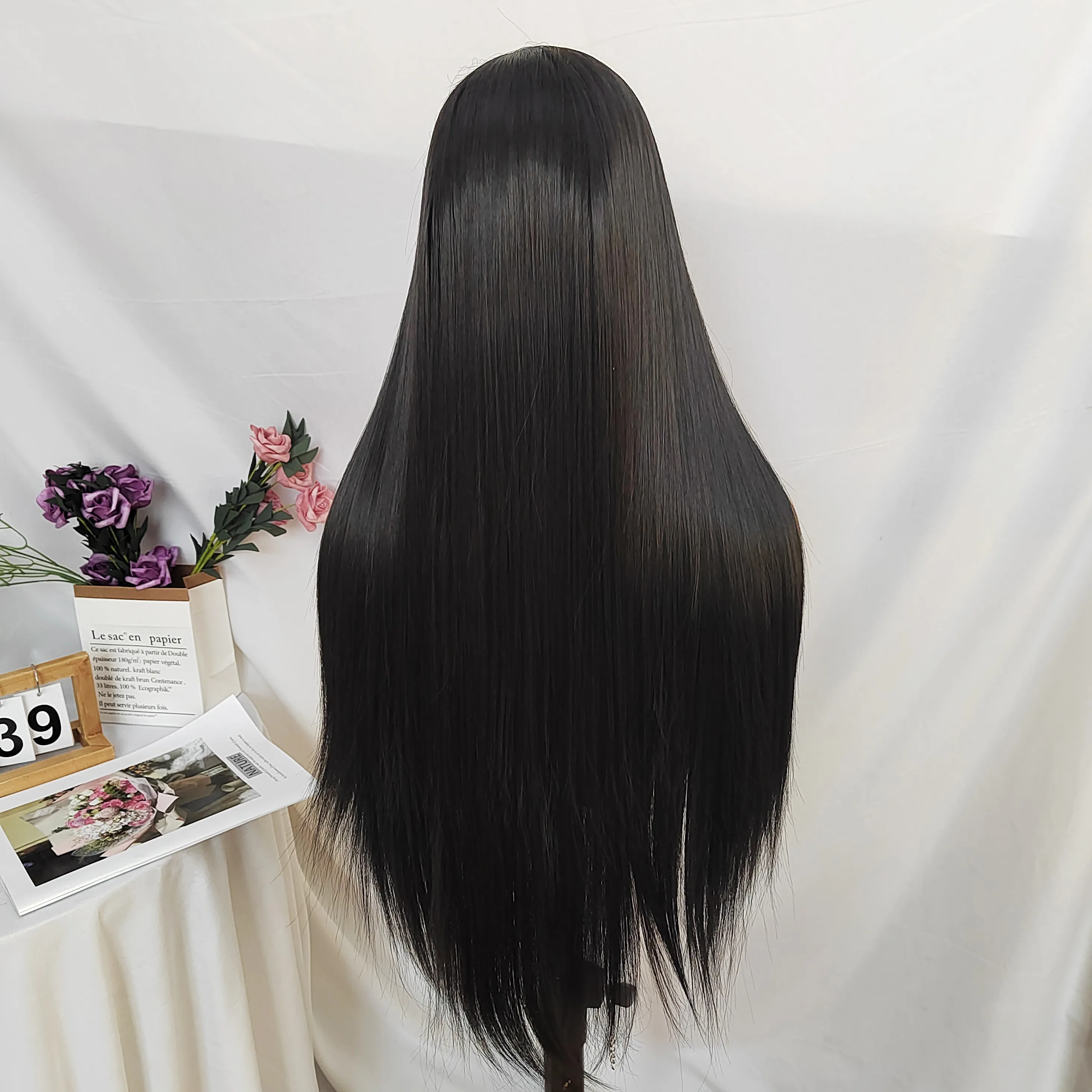 WFR-086 Frontal Full Lace Wig Cuticle Aligned Virgin Raw Indian  Wig Unprocessed 180% 360 Full Lace black synthetic front Wig