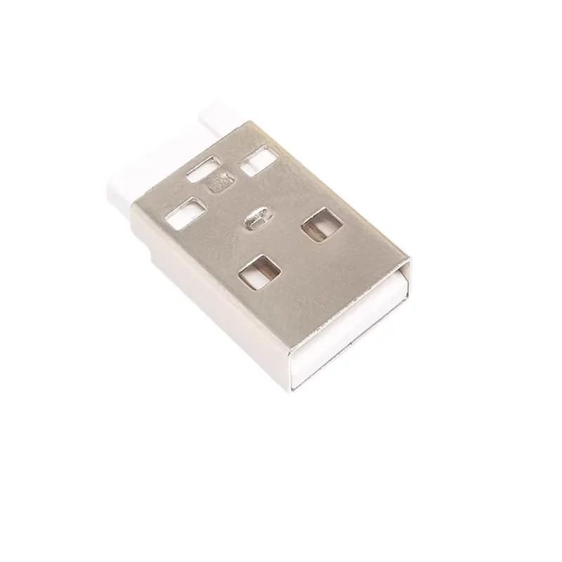 10pcs Usb 2.0A male soldering wire type white rubber 4-pin short body AM integrated data transmission male plug 180 degrees