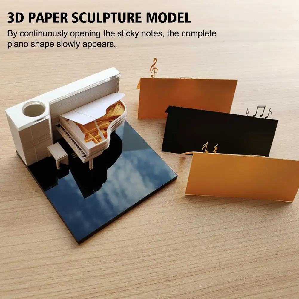 3D Memo Pad Paper Sculpture Model Piano 3D Sticky Note 2025 Calendar Christmas New Year Gifts Paper Stationery Accessories