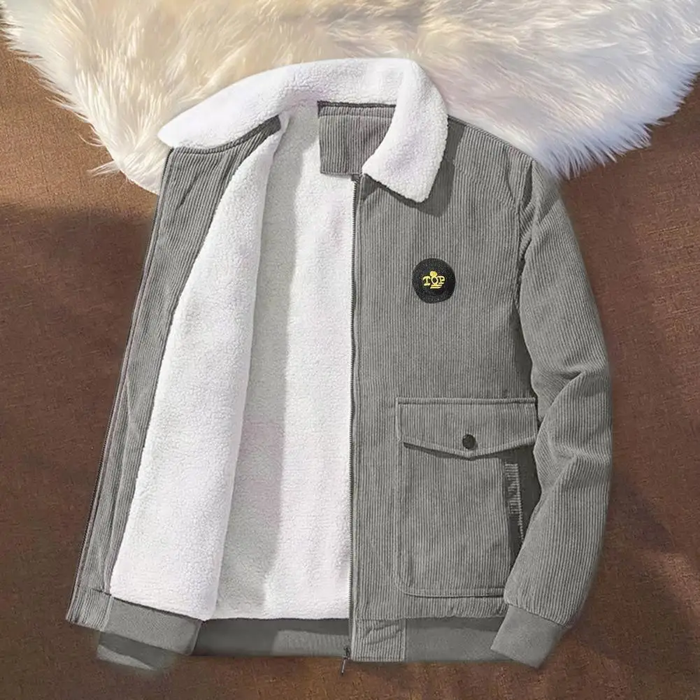 Male Cotton Jackets Padded Warm Loose Parka Coat Corduroy Short Jacket Man Solid Zip Windbreaker Winter Men's Casual Windbreake