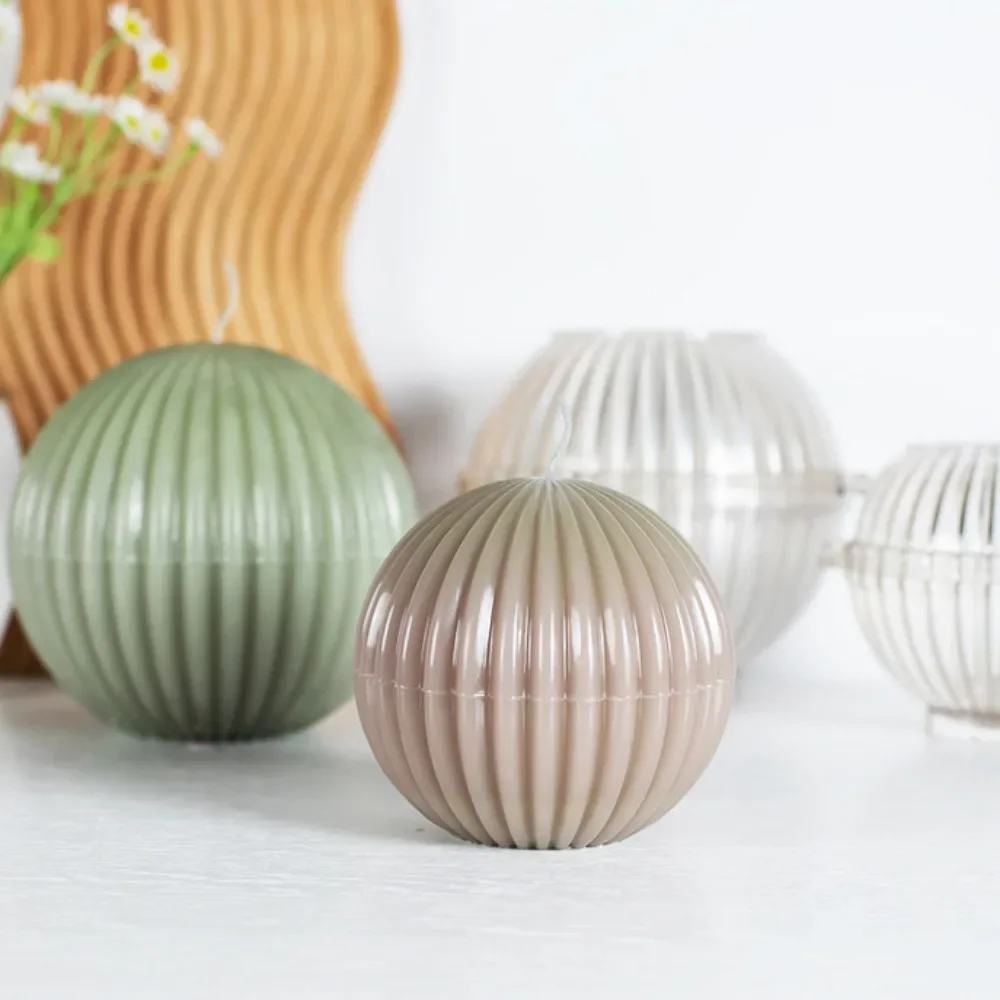 Stripe Cactus Candle Plastic Upper and Lower Mold Spherical Plant Acrylic Mould Fan-shaped Lantern Candlestick Home Decor Gift