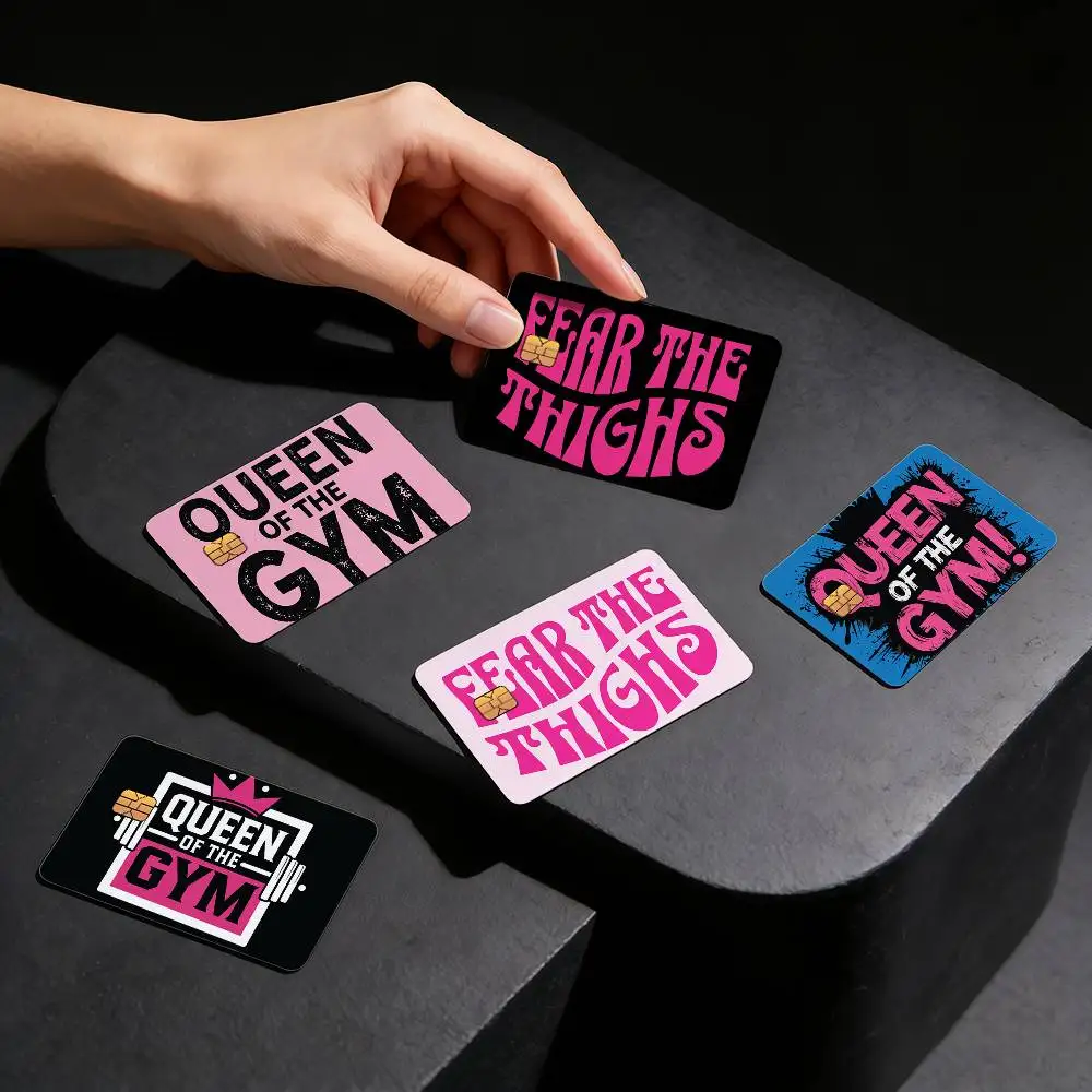 Workout Queen Of The Gym Sign Weightlifting Creative Bank Card Sticker Covers Chip Cards Credit Card Skins Scratch Protection