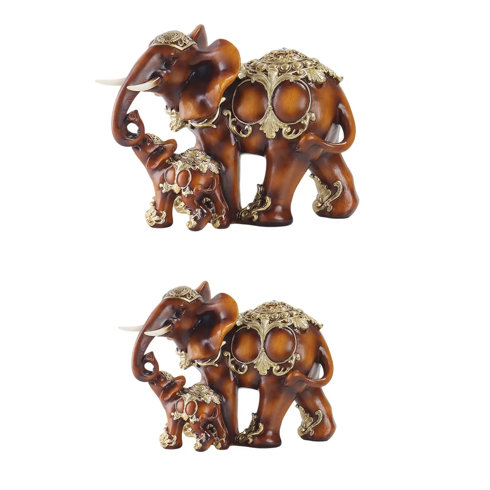 Elephant and Baby Figurines Desktop Ornament for Bookshelf Bathroom Office