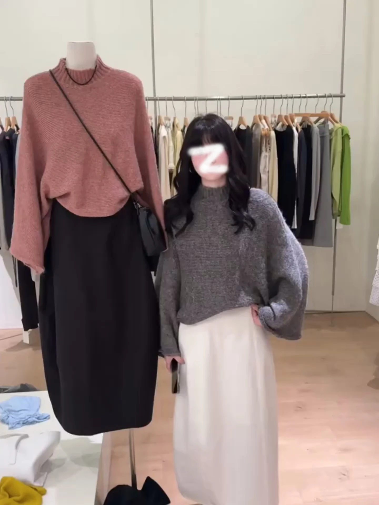 سترة Thiened Batwing Sve ذات الياقة العالية للنساء للخريف والشتاء سترة محبوكة فضفاضة دافئة ومريحة ملابس خارجية طويلة Sve Cre... #4