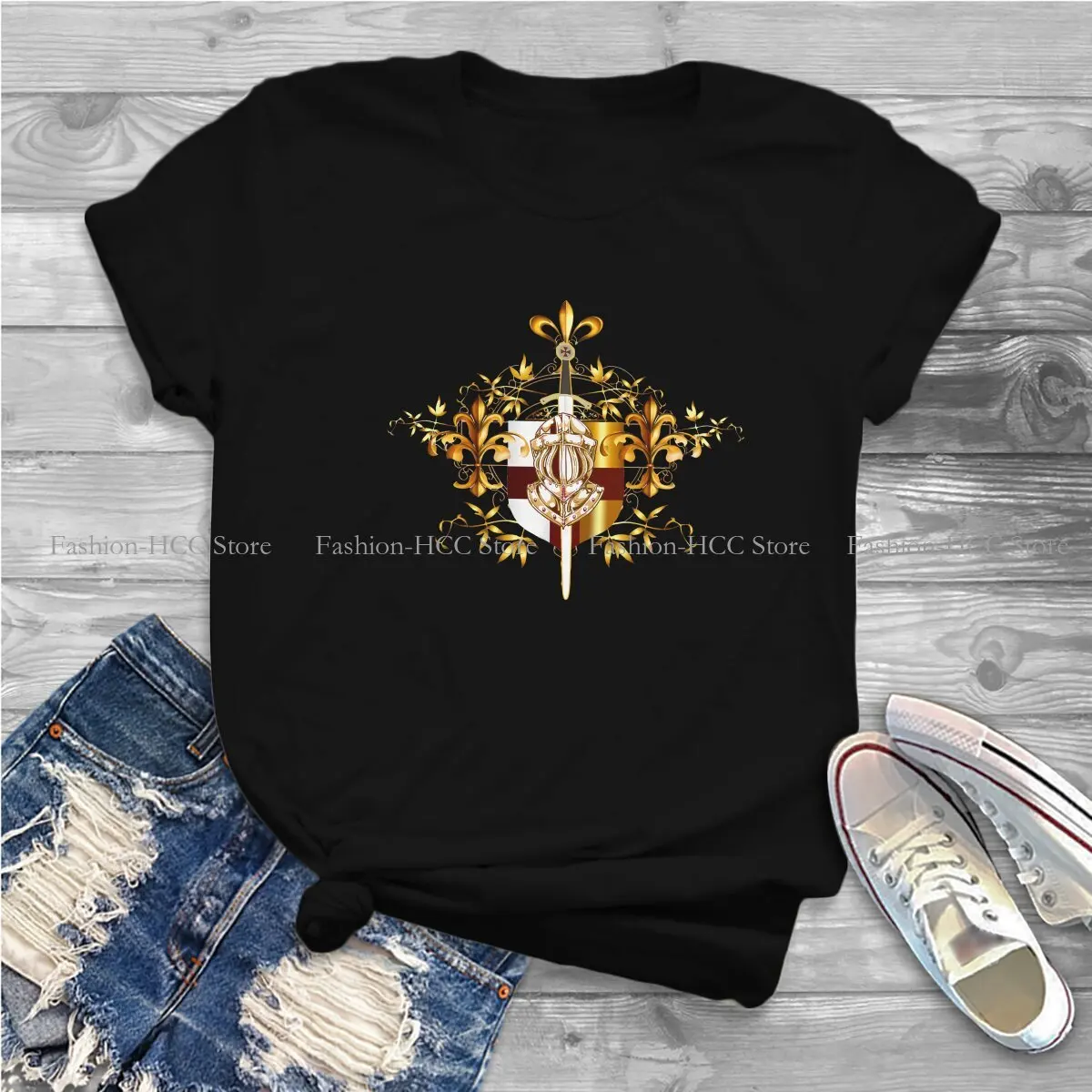 Shield Symbol Medieval Sword Emblem Secret Order Newest Polyester TShirts Templar Knight Female Harajuku Tops T Shirt Round Neck