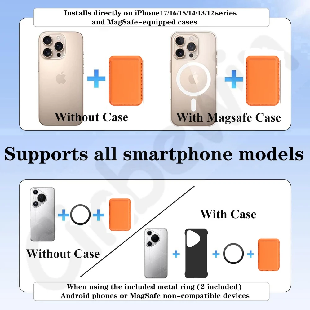 Magnetic Cards Holder Bag For iphone 17 16 15 14 13 12 Samsung Google Xiaomi Oppo Vivo Oneplus All Smart phone Cards Slots