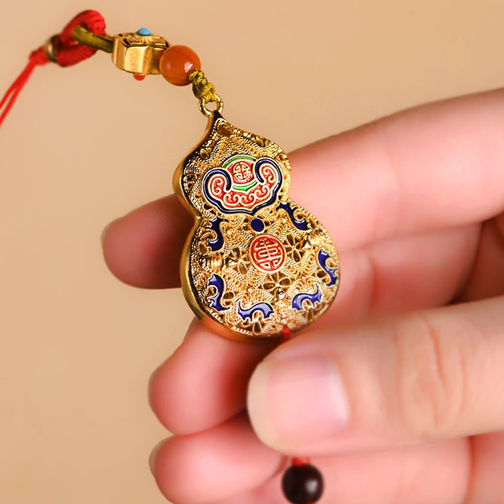 

Gourd Pendant Rear View Mirror Car Decor Brass Copper Hanging Adornment Stylish Design Practical Creative Blessing Meaning Car