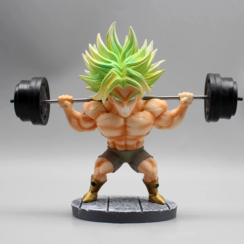 16cm Dragon Ball Broli Lifting Barbells Anime Action Figure Model Gk Statue Collection Desktop Decoration Ornament Toys Gifts