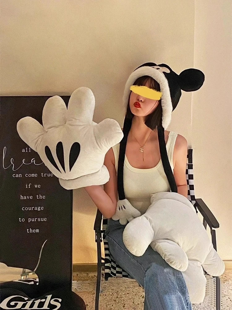 Disney Mickey Photo Plush Gloves Cartoon Photo Pillow Pointing East to West Game Props, Birthday Gift