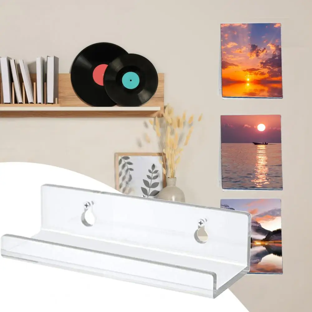 1Pc/6Pcs Clear Acrylic Vinyl Record Shelf Wall Mount Sleek Music Album Display Floating Shelves Record Holder