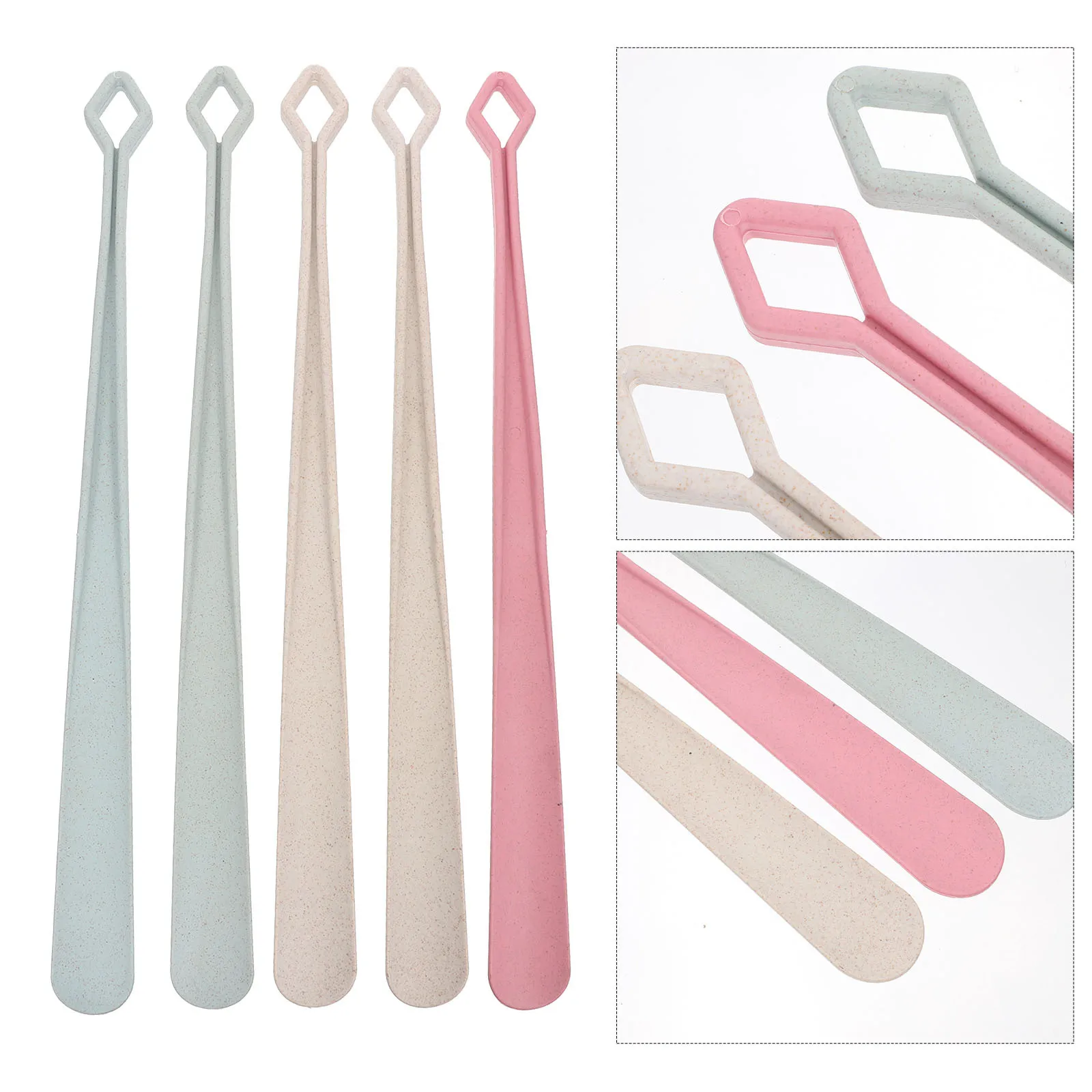 

5Pcs Wheat Fiber Long Shoehorn Shoe Lifters Ergonomic Comfortable Home Travel Shoe Extractor Practical Tool Useful Shoehorn