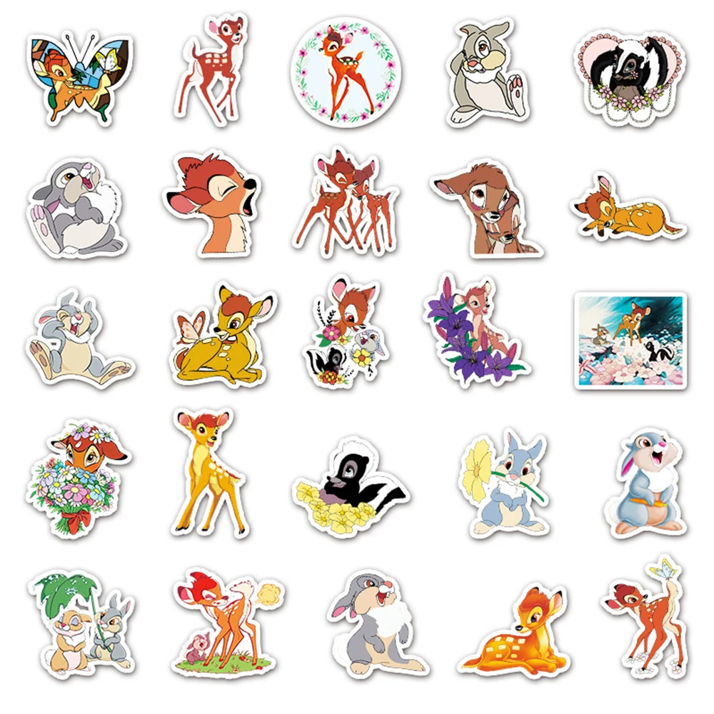 10/30/50 قطعة ديزني الكرتون بامبي ملصقات للأطفال DIY بها بنفسك حقيبة كمبيوتر محمول مذكرات مقاوم للماء لطيف أنيمي ملصق حزم الاطفال اللعب