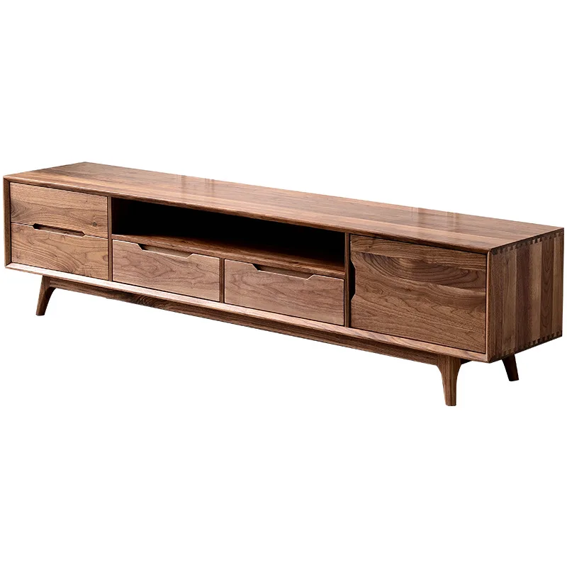 

All solid wood TV cabinet, Nordic North American black walnut simple locker, modern simple small apartment living room floor
