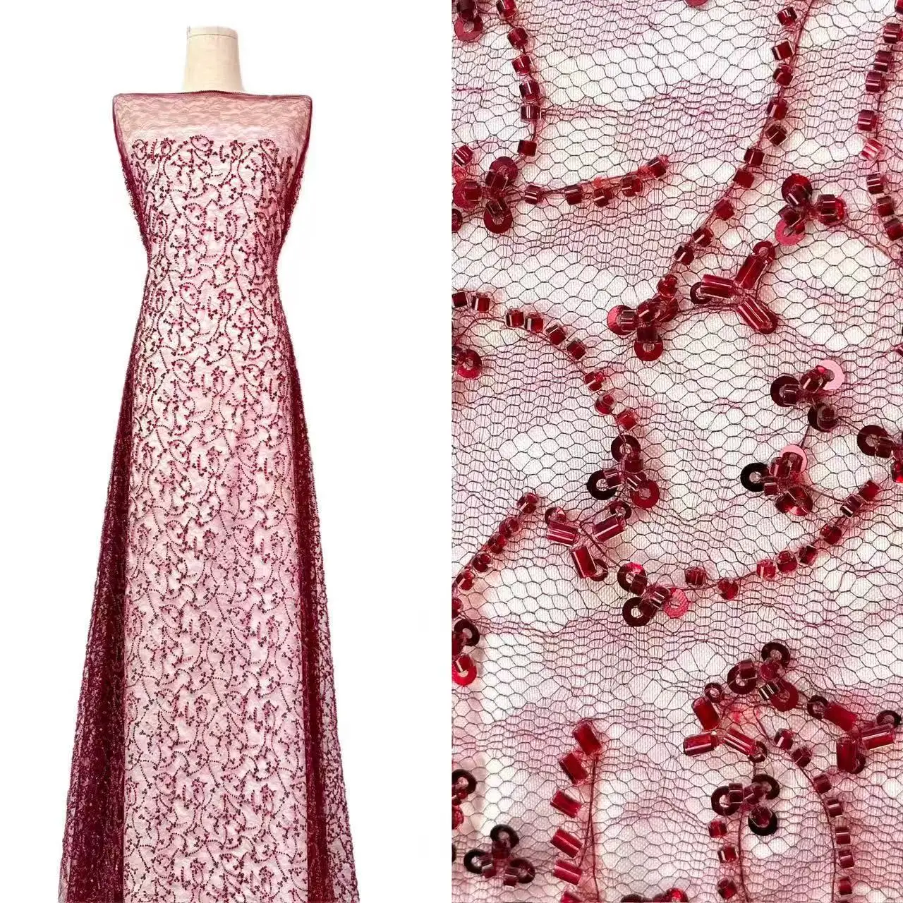 African Bead Lace Fabric Green High-Quality Nigerian Chiffon Sequin Lace Fabric Suitable for Wedding Party Dress Sewing 2181
