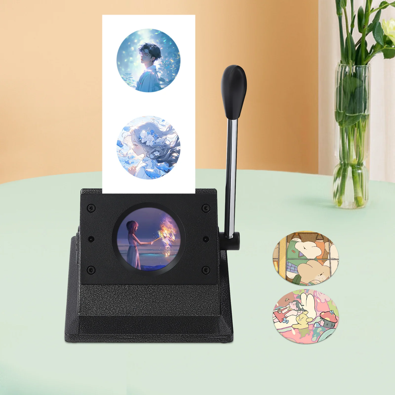 

Ручной круглый вырубной пресс для изготовления значков, профессиональный инструмент для вырезания круглых значков, ручной круглый резак для значков