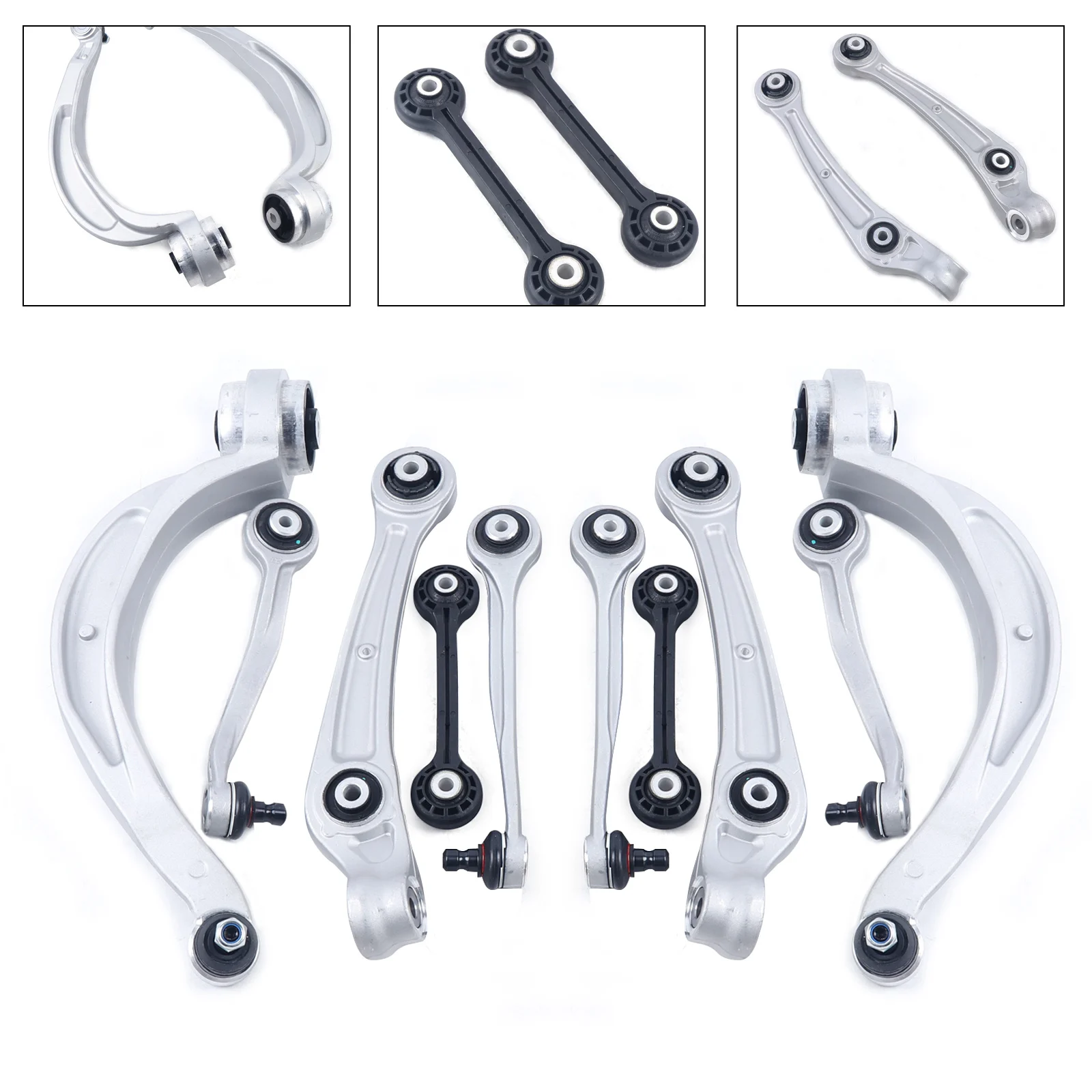 10Pcs Front Lower Upper Control Arm Lateral Link Chassis Parts Fit for 2011 2012 Audi A4 A5 S4 S5 Q5 Quattro Car Accessories