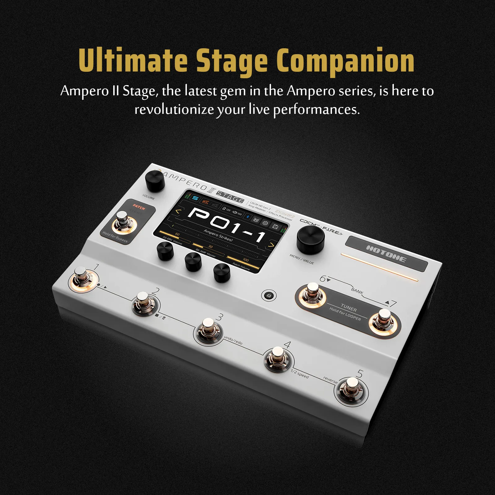 HOTONE Ampero II Stage Touch Screen Guitar Bass Amp Modeling IR Cabinets Simulation Multi-Effects Pedal Dual Effect Chains Gifts