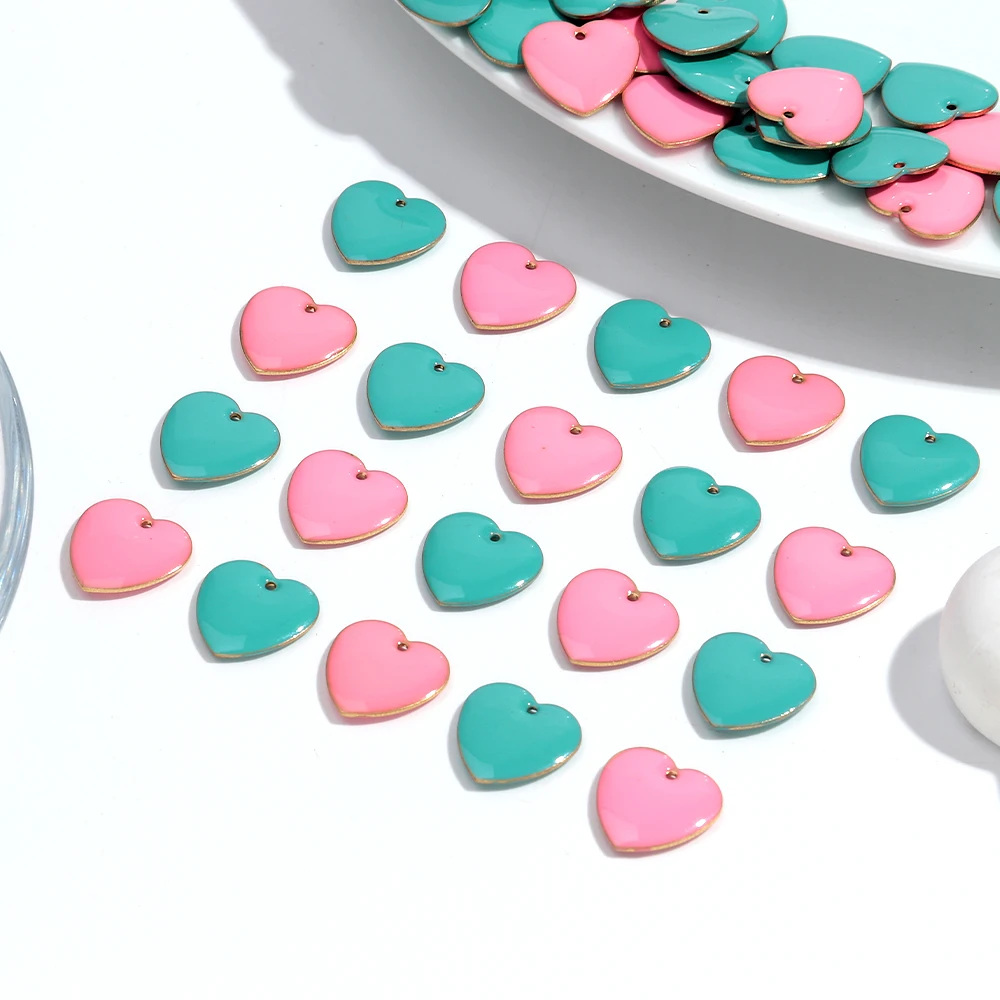 10pcs 16mm Blue Pink Acrylic Heart Pendants Cute Love Pendant for DIY Jewelry Making Earrings Bracelets Necklaces Accessories