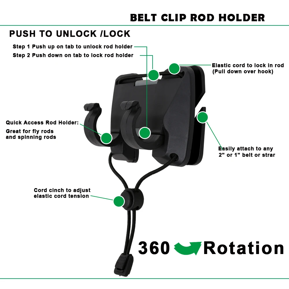 Fly Fishing Rod Holder 3rd Hand Belt Clip Rod Holder for  Spinning Rods Fishing Accessories