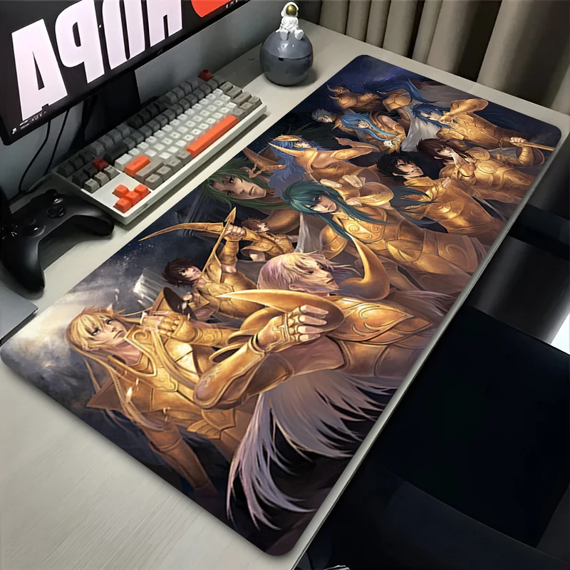 Saint Seiya Hyoga Shiryus Mousepad HD Printing Computer Gamers Locking Edge Non-slip Mouse Pad Large XXL Keyboard PC Desk Pad