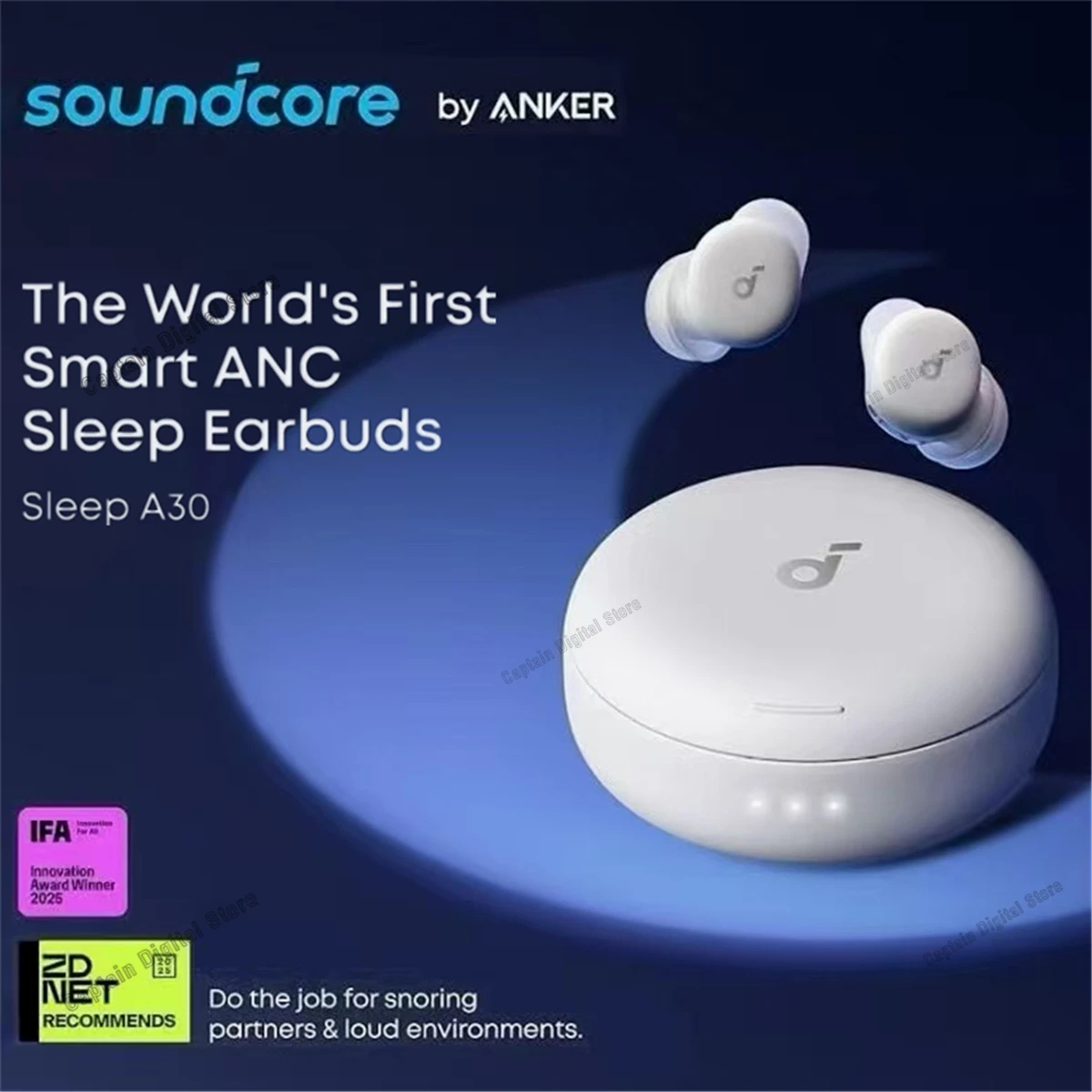 Soundcore Sleep A30 Les premières écouteurs de sommeil ANC intelligents au monde Confort AI Brainwave Audio 9 heures de lecture Écouteurs pour dormir
