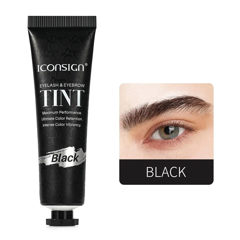 ICONSIGN Wimpernfarben-Set, professionelles Wimpern- und Augenbrauenfarben-Set, sofortige Haarfarbe mit natürlichen schwarzen Effekten, sicher und einfach zu bedienen