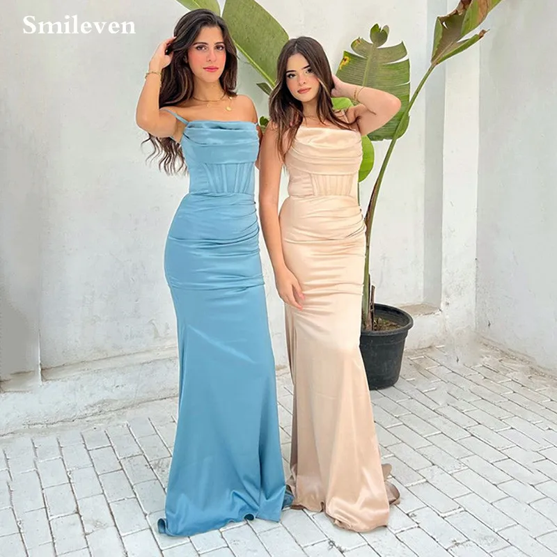 Smileven Elastic Strapless Mermaid Bridesmaid Dresses Spaghetti Strap Girls Party Dress Prom Dresses 2024 Customized