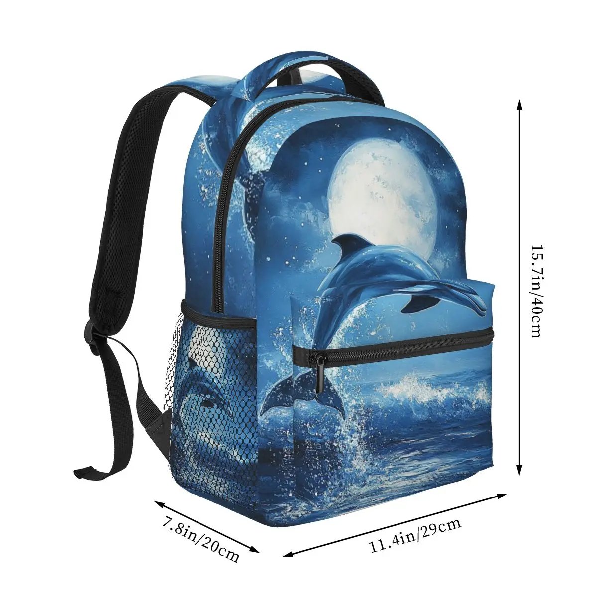 Dolphin Leaping Out Of The Water Backpack Hot Sale Daypack Large Capacity Boys Girls BookBag School Bag Shoulder Bags for Unisex