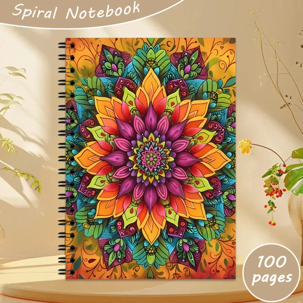 New Popular Cross-border 100 Pages A5 Mandala Spiral Notebook, Sketchbook, Diary & Writing Book