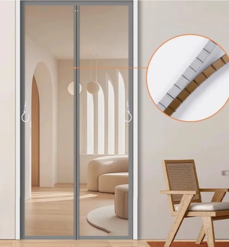 Upgrade Strong Magnetic Door Screen Spine-style Full Magnetic Strip Mosquito Net  Curtain Seamless Closure Diamond Mesh for Door