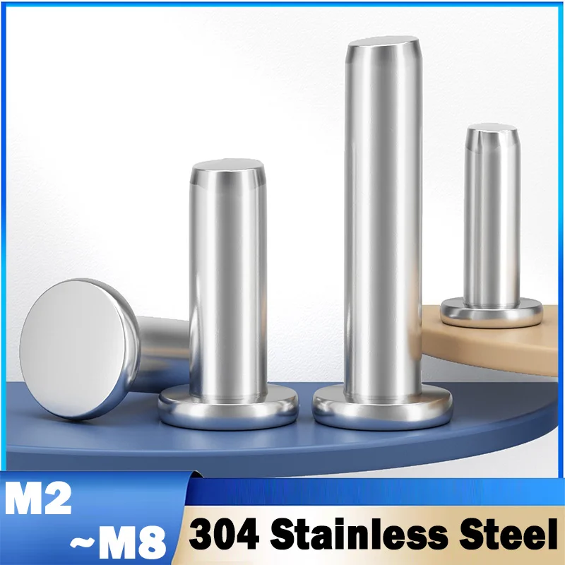 2~50Pcs M2 M2.5 M3 M4 M5 M6 M8 304 Stainless Steel Flat Round Head Solid Rivet Self Plugging Knock-on Rivet Nail Bolts