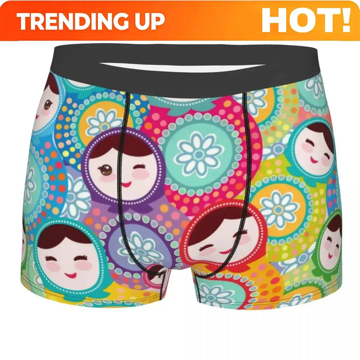 Customization Russian Dolls Matryoshka Underwear Men Sexy Print Customized Russia Babushka Pattern Folk Art Boxer Shorts Panties